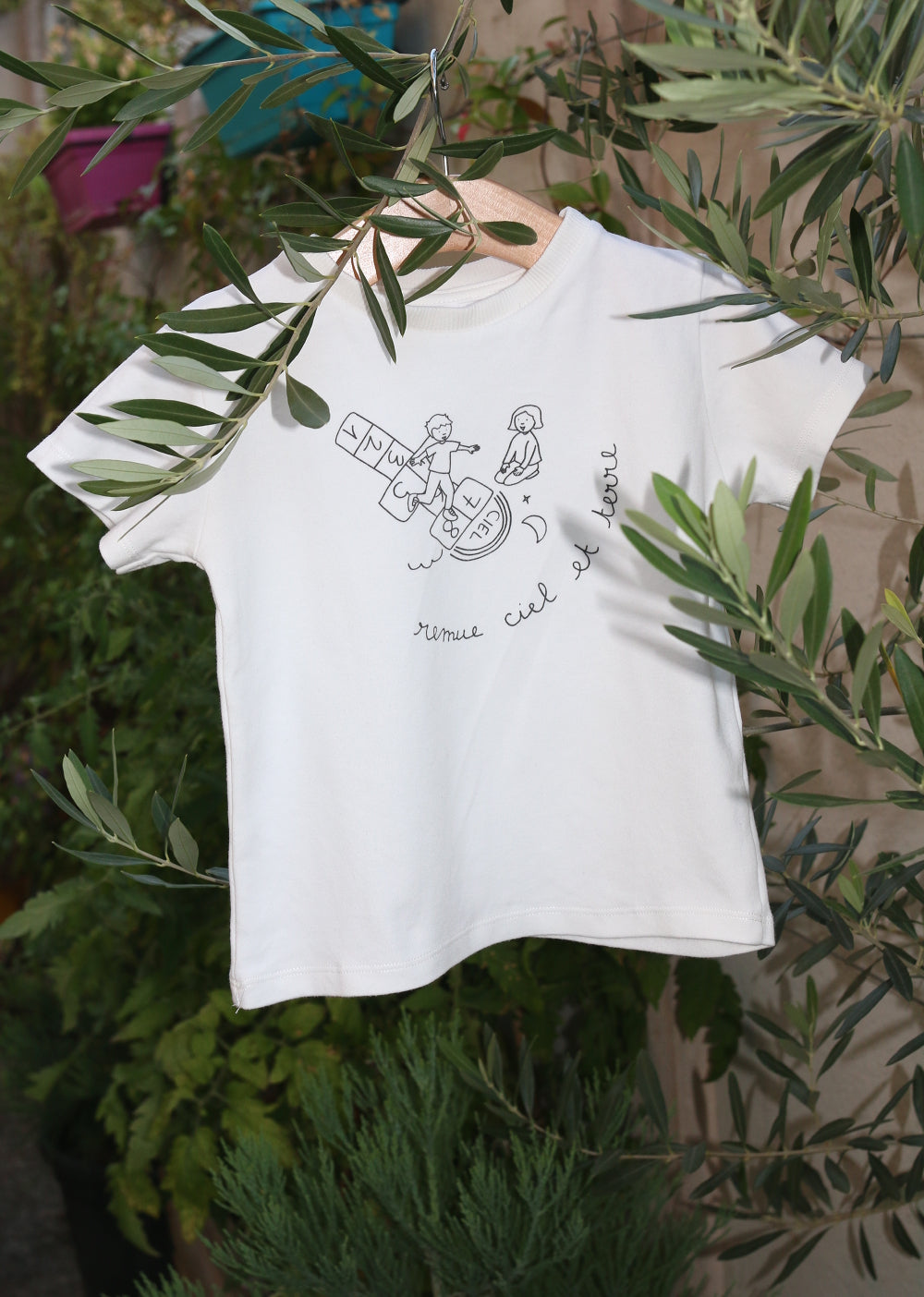 T-shirt enfant manches courtes unisexe en coton bio - modèle les p'tits rêveurs / les p'tites rêveuses